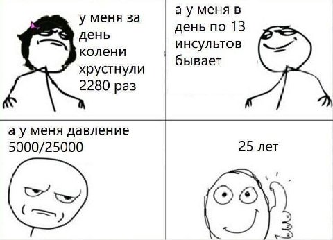 меня в у меня за день день по 13 колени инсультов бывает хрустнули 2280 раз а у меня давление 5000/25000 25 лет