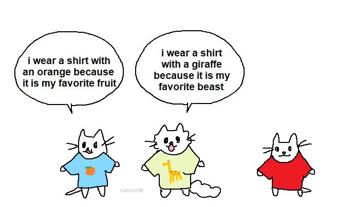 i wear a shirt with i wear a shirt with a giraffe an orange because because it is my it is my favorite fruit favorite beast