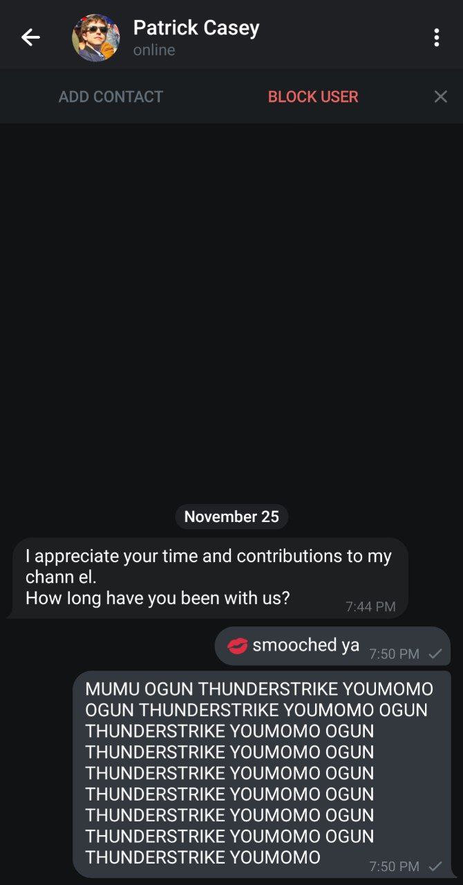 Patrick Casey у November 25 appreciate your time and contributions to my chann How long have you been with smooched MUMU OGUN THUNDERSTRIKE YOUMOMO OGUN THUNDERSTRIKE YOUMOMO OGUN THUNDERSTRIKE YOUMOM