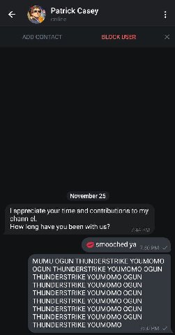 Patrick Casey у November 25 appreciate your time and contributions to my chann How long have you been with smooched MUMU OGUN THUNDERSTRIKE YOUMOMO OGUN THUNDERSTRIKE YOUMOMO OGUN THUNDERSTRIKE YOUMOM