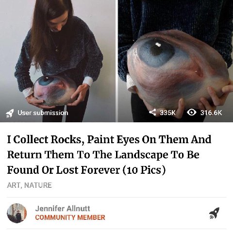 А a 9 submission 316.6К I Collect Rocks, Paint Eyes On Them And Return Them To The Landscape To Be Found Or Lost Forever (10 Pics) ART, NATURE Jennifer Allnutt 4 COMMUNITY MEMBER