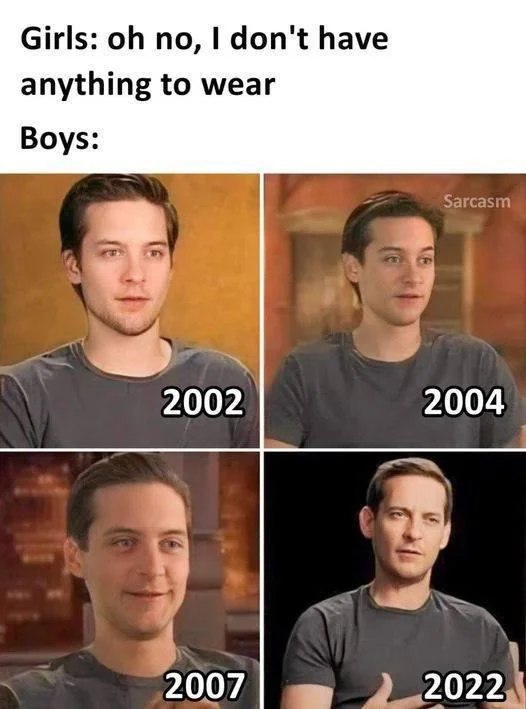 Girls: по, don't have anything to wear Boys: 2002 2004 4 2007