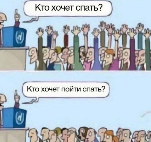 Кто хочет спать? Кто хочет ПОЙТИ спать?