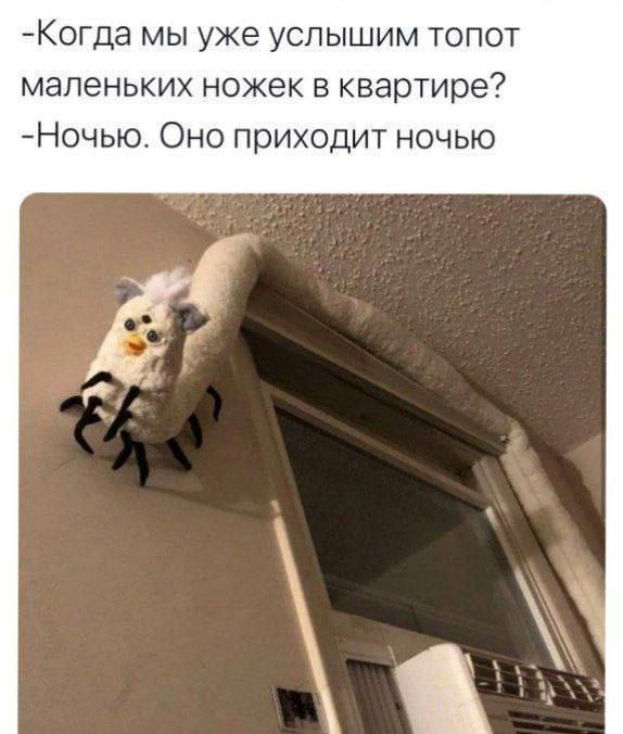 -Когда мы уже услышим топот маленьких ножек в квартире? -Ночью. Оно приходит ночью
