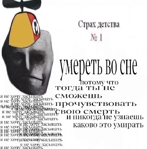 1 Страх детства a No a’ Chit Pies потому что тогда ты не я не я не прочувствовать He смерть и никогда не каково это умирать Я я HE я не я не хочу засыпать Я не хочу засыпать