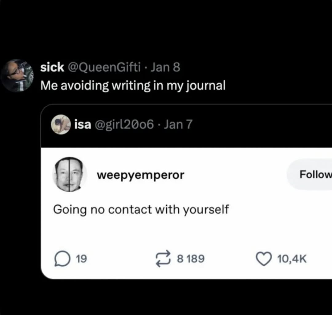 sick writing in my journal isa weepyemperor Follo Going no contact with yourself 8189 10,4к