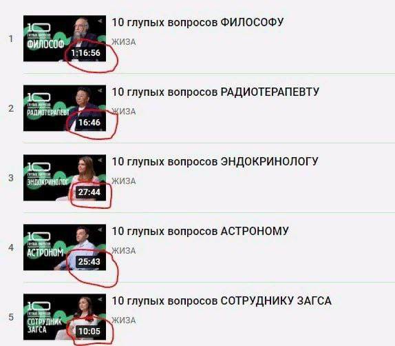 10 глупых вопросов ФИЛОСОФУ ЖИЗА 16:56 10 глупых вопросов РАДИОТЕРАПЕВТУ 10 глупых вопросов ЭНДОКРИНОЛОГУ ЖИЗА 10 глупых вопросов АСТРОНОМУ ACTPO 10 глупых вопросов СОТРУДНИКУ ЗАГСА cor ЖИЗА ЗАГСА