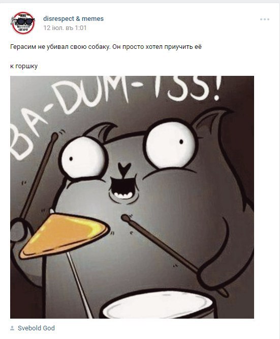 disrespect memes Герасим не убивал свою собаку. Он просто хотел приучить её кгоршку 4 Svebold God