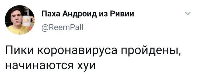 Паха Андроид из Ривии @ReemPall Пики коронавируса пройдены, начинаются хуи