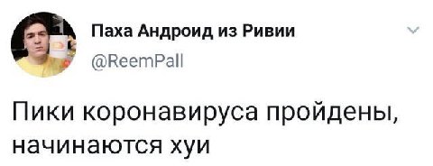 Паха Андроид из Ривии @ReemPall Пики коронавируса пройдены, начинаются хуи