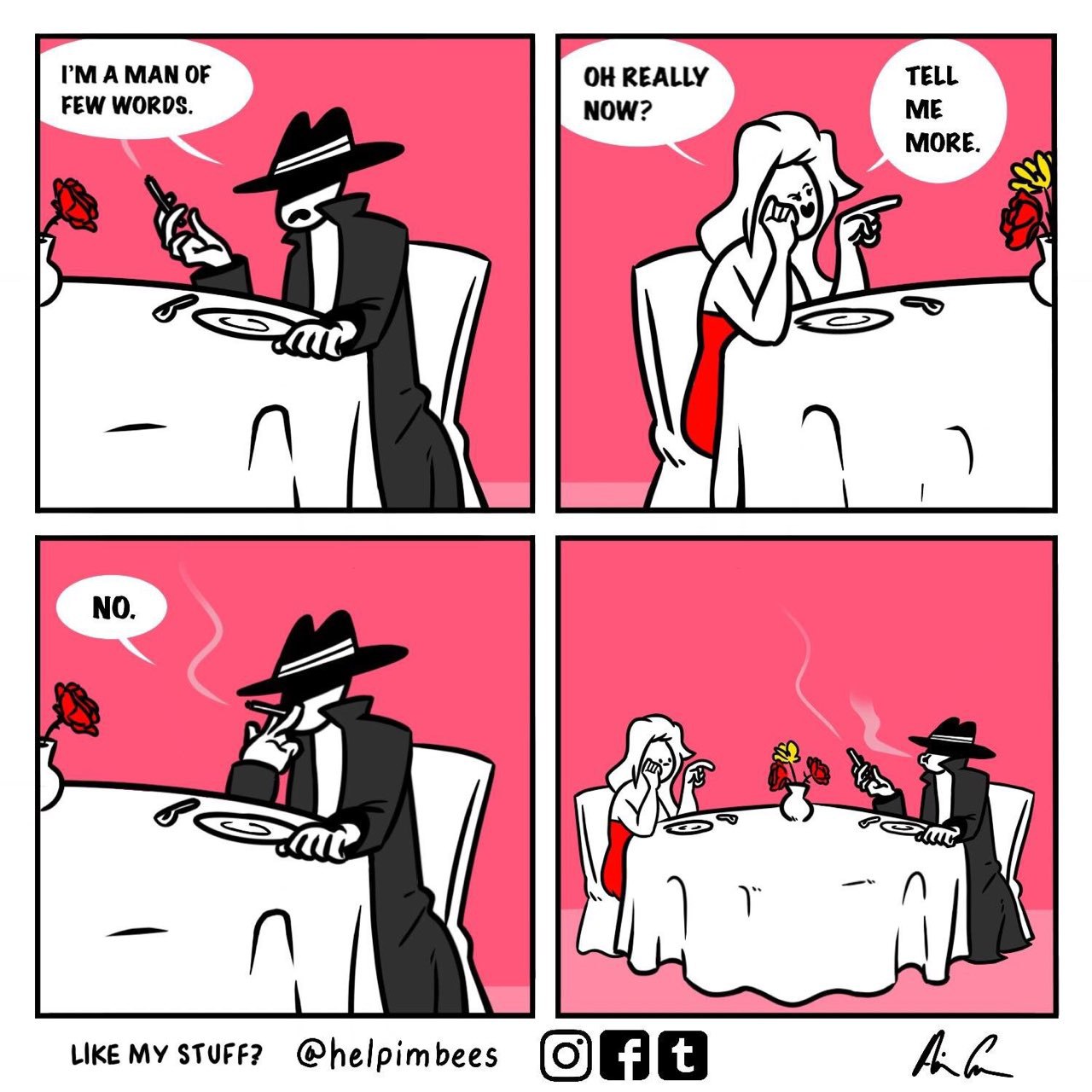 FEW WORDS. Now? She LIKE STUFF? @helpimbees ‘On а