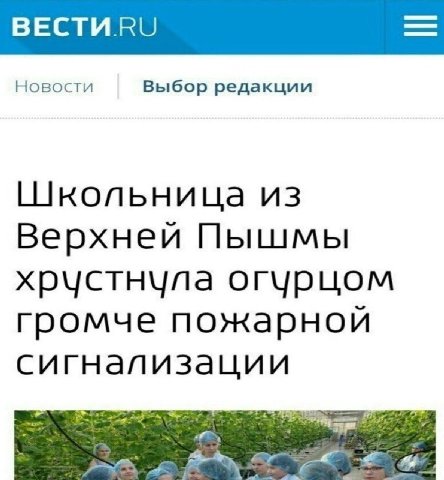 Новости Выбор редакции Школьница из Верхней Пышмы хрустнула огурцом громче пожарной сигнализации