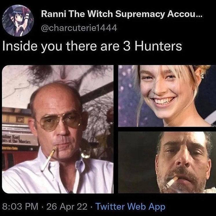 Ranni The Witch Supremacy Accou... @charcuteriel444 Inside you there are 3 Hunters 8:03 26 Apr 22 Twitter Web App