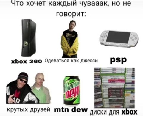 что хочет каждый чувааак, но не говорит: xbox 360 Одеваться как джесси psp 2 Kin крутых друзей mtn dew диски для DOX