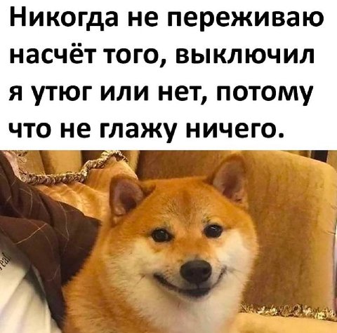 Никогда не переживаю насчет того, выключил я утюг или нет, потому что не глажу ничего.