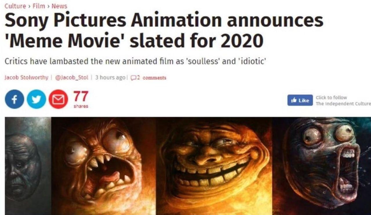 Sony Pictures Animation announces 'Мете Movie' slated for 2020 Critics have lambasted the new animated film as and ‘idiotic 23