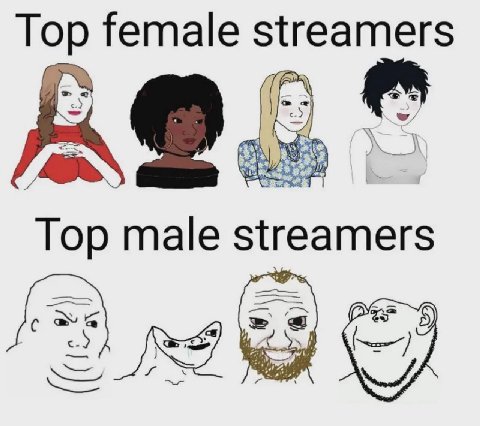 Top female streamers Top male streamers