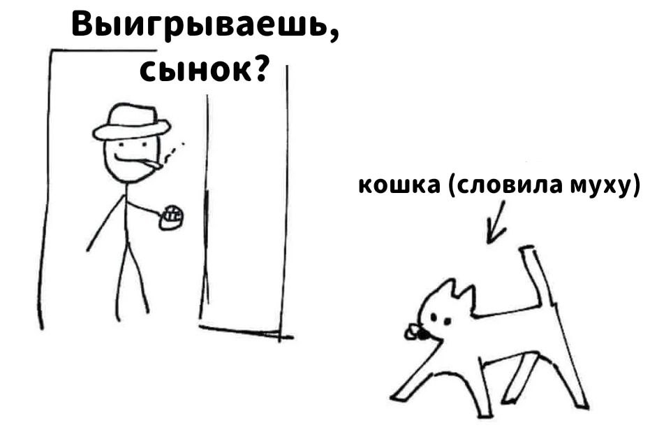 Выигрываешь, сынок? кошка (словила муху)