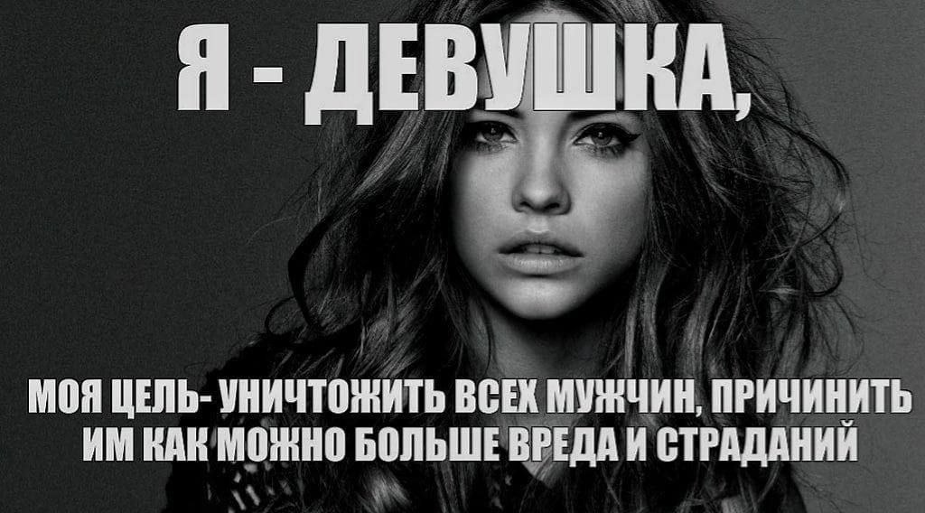 Я ДЕВУШКА, МОЯ ЦЕЛЬ- УНИЧТОЖИТЬ BCEX МУЖЧИН, ПРИЧИНИТЬ КАК МОЖНО БОЛЬШЕ ВРЕДА И СТРАДАНИИ