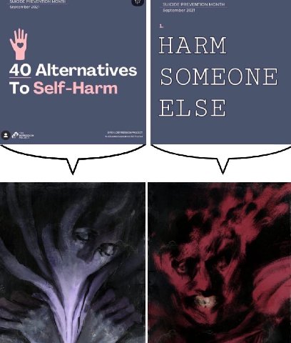 SUICIDE PREVENTION MONTH September 2021 HARM 40 Alternatives To Self-Harm SOMEONE В, 2