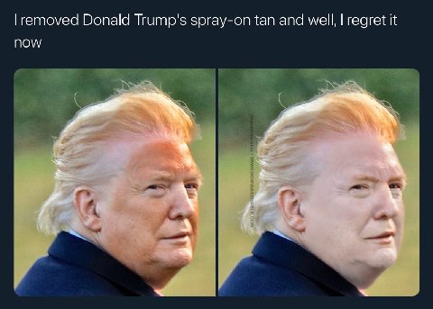 removed Donald Trump's spray-on tan and well, regret it now А