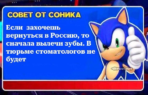 СОВЕТ ОТ СОНИКА Если захочешь вернуться в Россию, то сначала вылечи зубы. В тюрьме стоматологов не будет