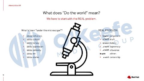 Allyship Kick-Off What does the work!” mean? We have to start with the REAL problem. What's been “under the microscope”? REAL PROBLEM: White behaviors Jewish judgement White culture Jewish theft White