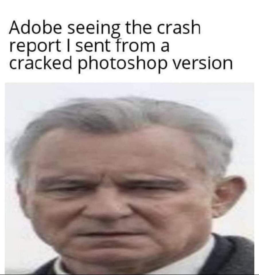 Adobe seeing the crash report cracked photoshop version