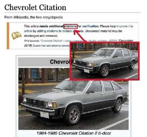 Chevrolet Citation From Wikipedia, the free encyclopedia This article needs verification. Please help improve this article adding citations to reliable Unsourced material may be challenged and removed