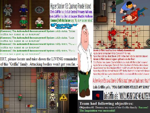 Hier 3 Rhode and Choris Griffin has died at Central Primary Hallway, Lois Griffin has died at Escape Shuttle Hallway, [Common] Seth 1 Common] The Automated System coldly states, The Automated Announce
