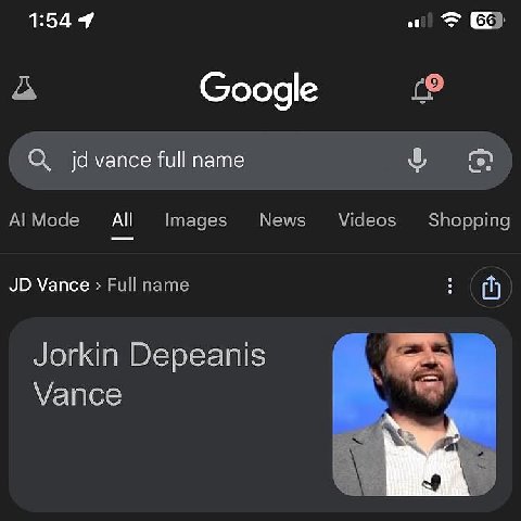 1:54 4 Google О full name Моде Images News Videos Shopping Vance Full name Jorkin Depeanis Vance
