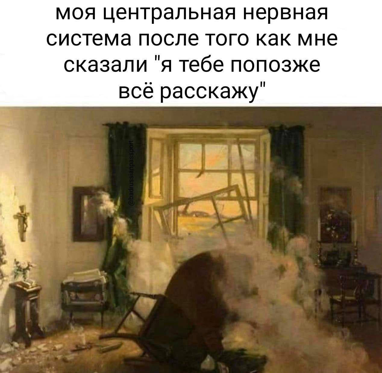 моя центральная нервная система после того как мне сказали "я тебе попозже все расскажу