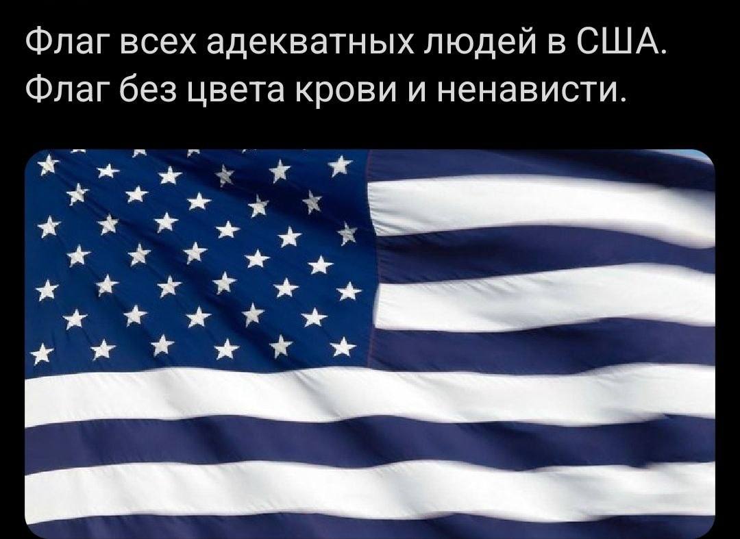 Флаг всех адекватных людей в США. Флаг без цвета крови и ненависти.