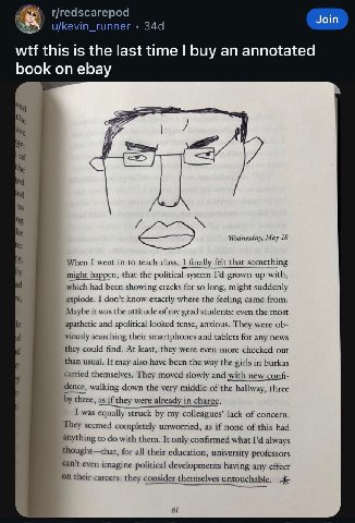 r/redscarepod wtf this is the last time buy an annotated book on ebay ‘to и Wednesday, May 18 When I went in to teach class, I finally felt that something might happen, that the political system grown