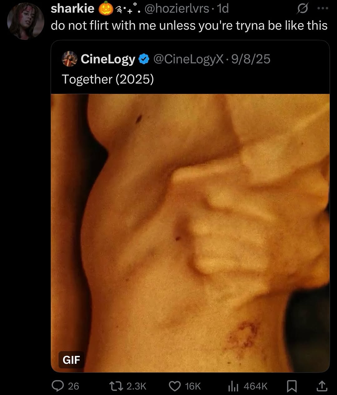 sharkie О 2 А not flirt with me unless you're tryna be like this CineLogy Together (2025) GIF