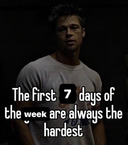 7 days of the week are always the hardest