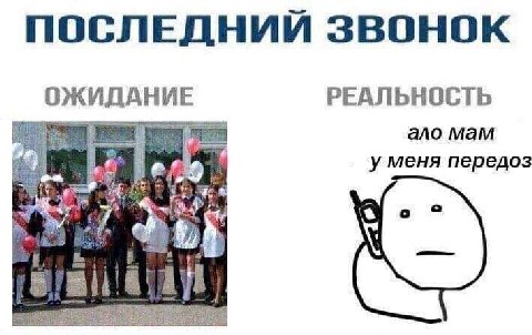 ПОСЛЕДНИЙ ЗВОНОК ОЖИДАНИЕ РЕАЛЬНОСТЬ ano мам be меня передоз у ред A