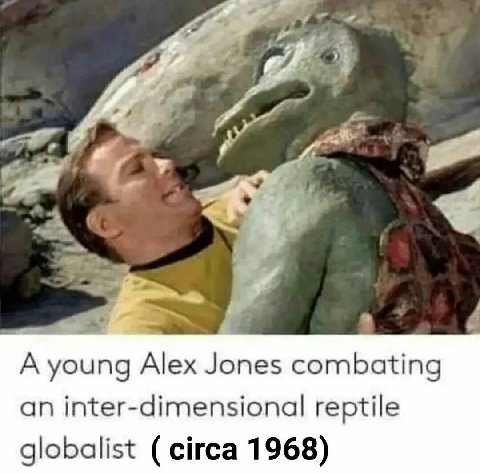 3 А young Alex Jones combating an inter-dimensional reptile globalist (circa 1968)