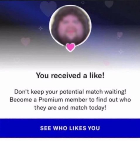 You received a like! Don't keep your potential match waiting! Become a Premium member to find out who they are and match today! SEE WHO LIKES YOU
