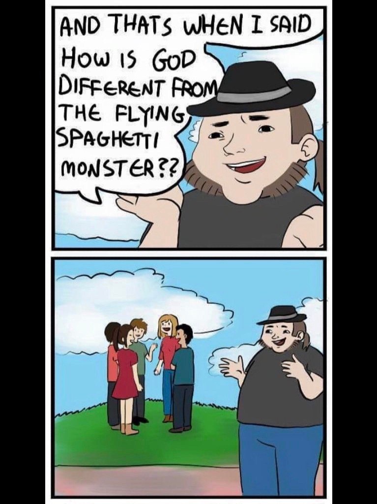 AND THATS WHEN SAID How 15 GoD DIFFERENT THE PLYING SPAGHETTI