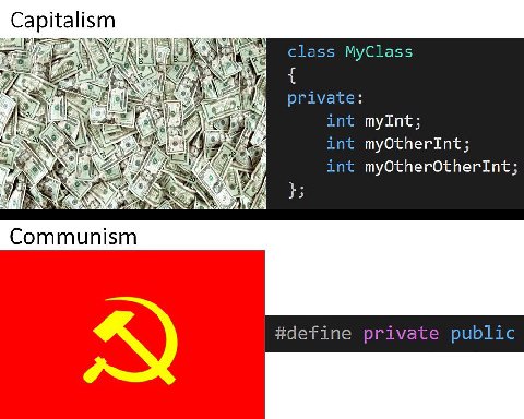 Capitalism int int myOtherOtherInt; #define private public