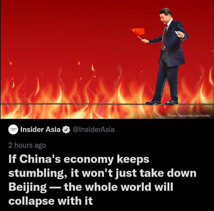 У и Lee/Insid Insider Asia 2 hours ago China's economy keeps stumbling, it won't just take down Beijin the whole world will collapse with it