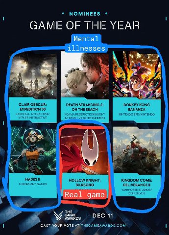 NOMINEES GAME OF THE YEAR CLAIR OBSCUR: DEATH STRANDING 2: DONKEY KONG EXPEDITION 33 ON THE BEACH BANANZA ЗАМ кол API DUCTION: NINTENDO EPD/NINTENDO KEPLER IN RACTIVE NTERTAINI A aN. HADES HOLLOW KING