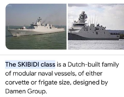 The SKIBIDI class is а Dutch-built family of modular naval vessels, of either corvette or frigate size, designed Damen Group.