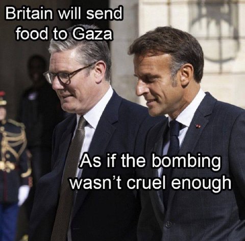Britain will send food to A 5 if the bombing wasnt cruel enough