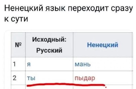 Ненецкий язык переходит сразу к сути Исходный: Ненецкий Русский 1 я мань 2 ты пыдар