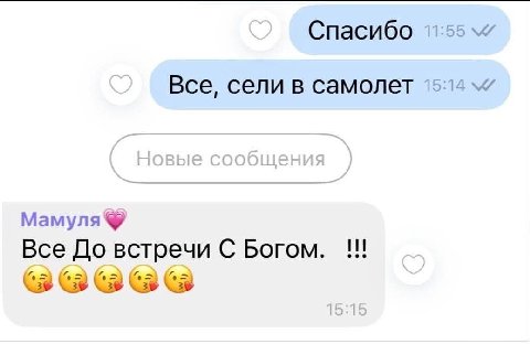 Спасибо 11:55 Все, сели в самолет Мамуля Все До встречи С Богом. 86666