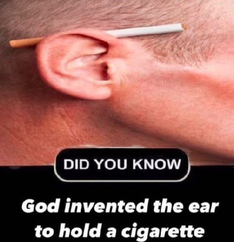 DID YOU God invented the ear to hold a cigarette