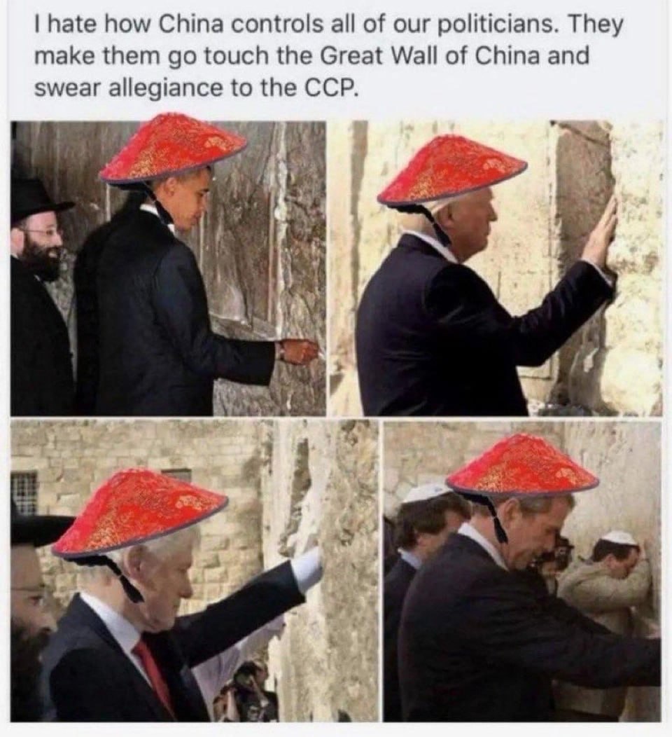 hate how China controls all of our politicians. They make them touch the Great Wall of China and swear to the CCP. a