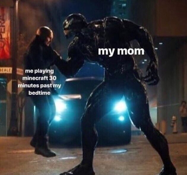 me playing minecraft 30 minutes past my bedtime